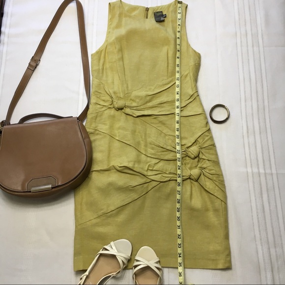 Nordstrom Taylor Linen Citron Green Dress, sz 2 - Picture 5 of 8